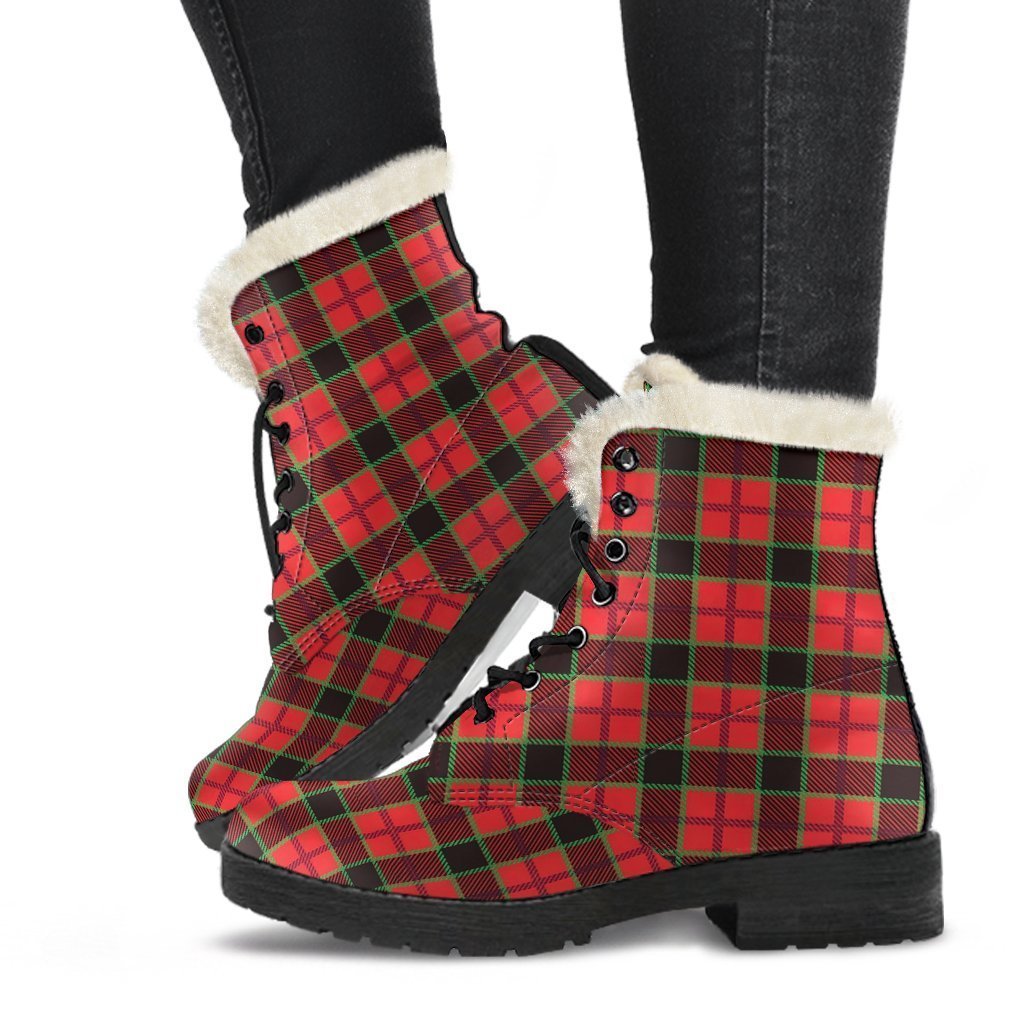 Red Plaid Scottish Royal Stewart Tartan Comfy Winter Boots-grizzshop