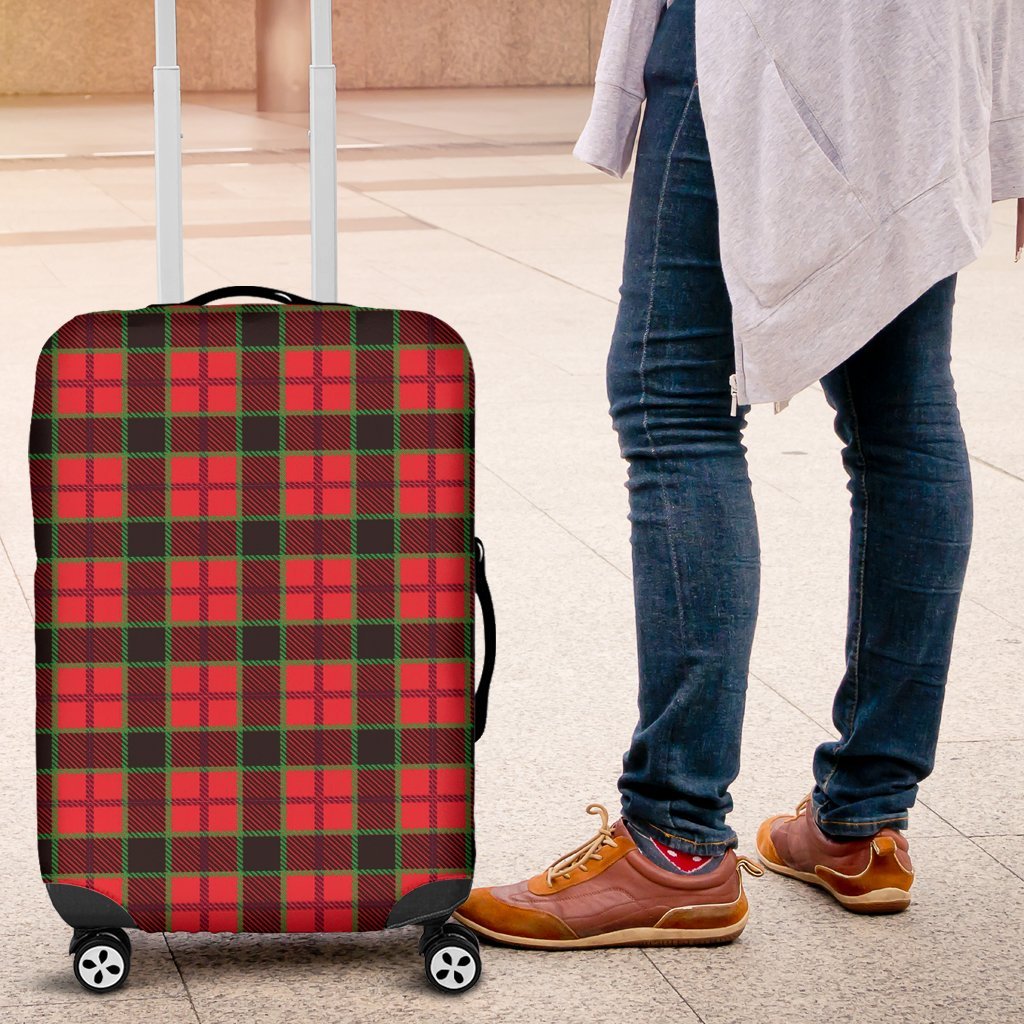 Red Plaid Scottish Royal Stewart Tartan Luggage Cover Protector-grizzshop