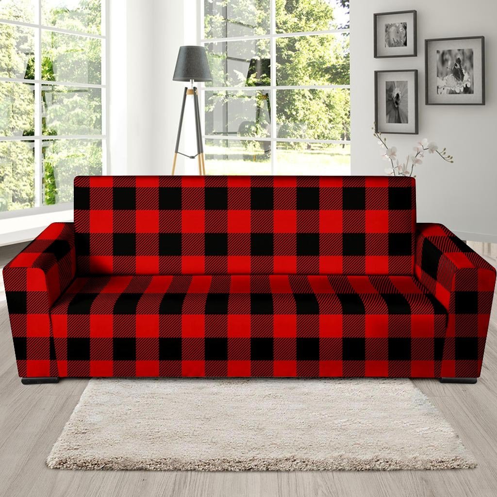 Red Plaid Sofa Cover-grizzshop