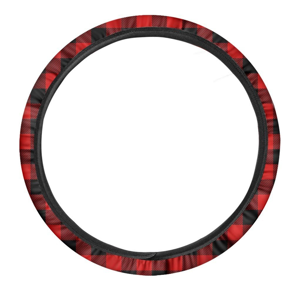 Red Plaid Steering Wheel Cover-grizzshop