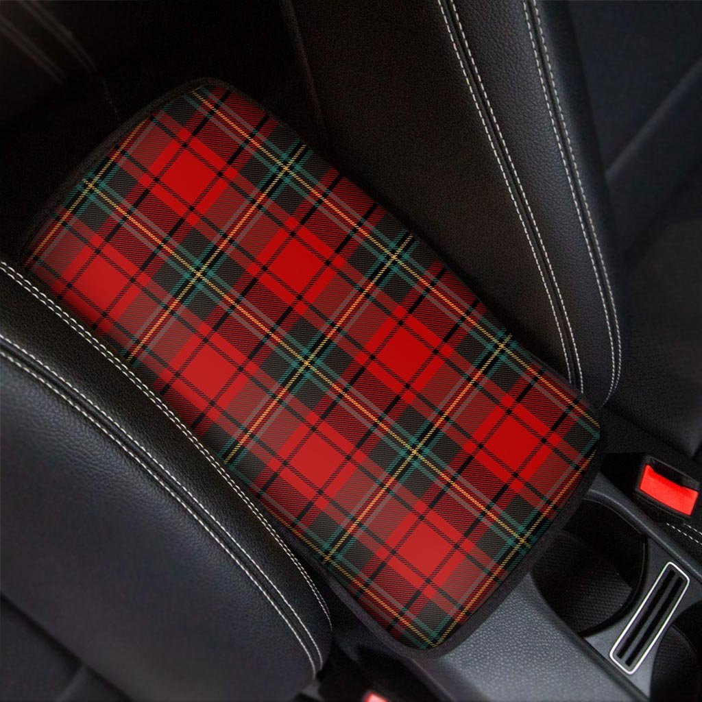 Red Plaid Tartan Car Console Cover-grizzshop