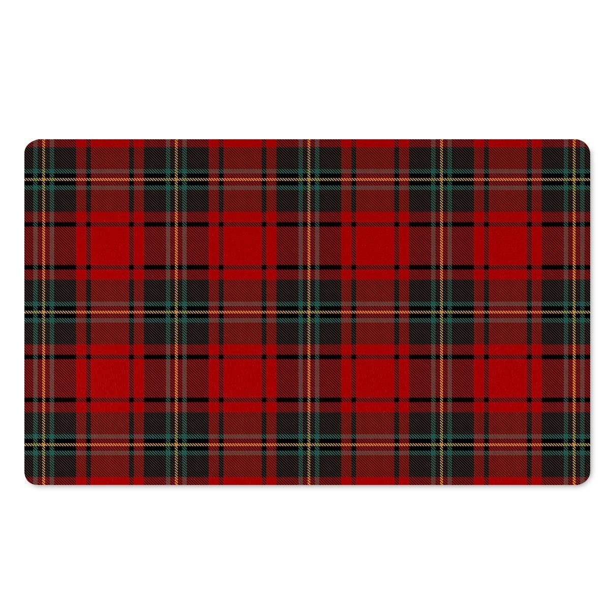 Red Plaid Tartan Door Mat-grizzshop