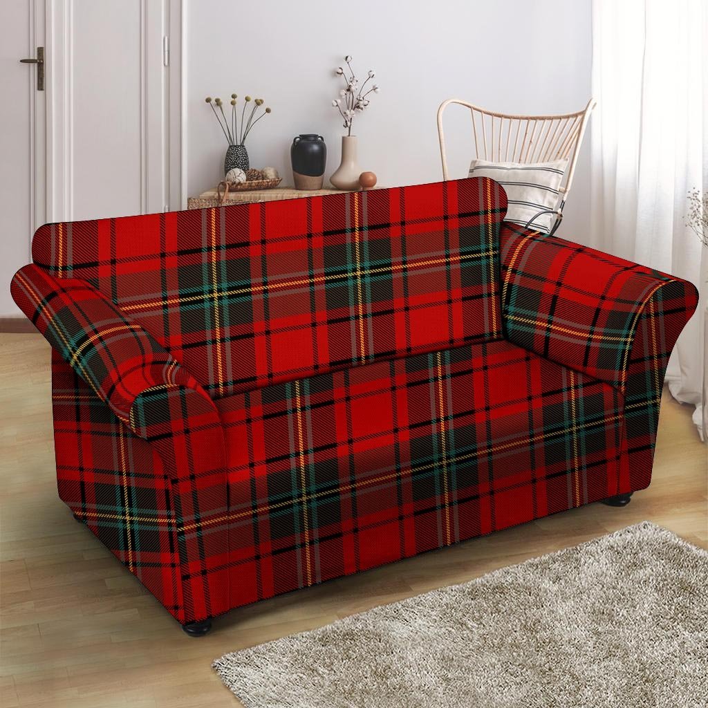 Red Plaid Tartan Loveseat Cover-grizzshop