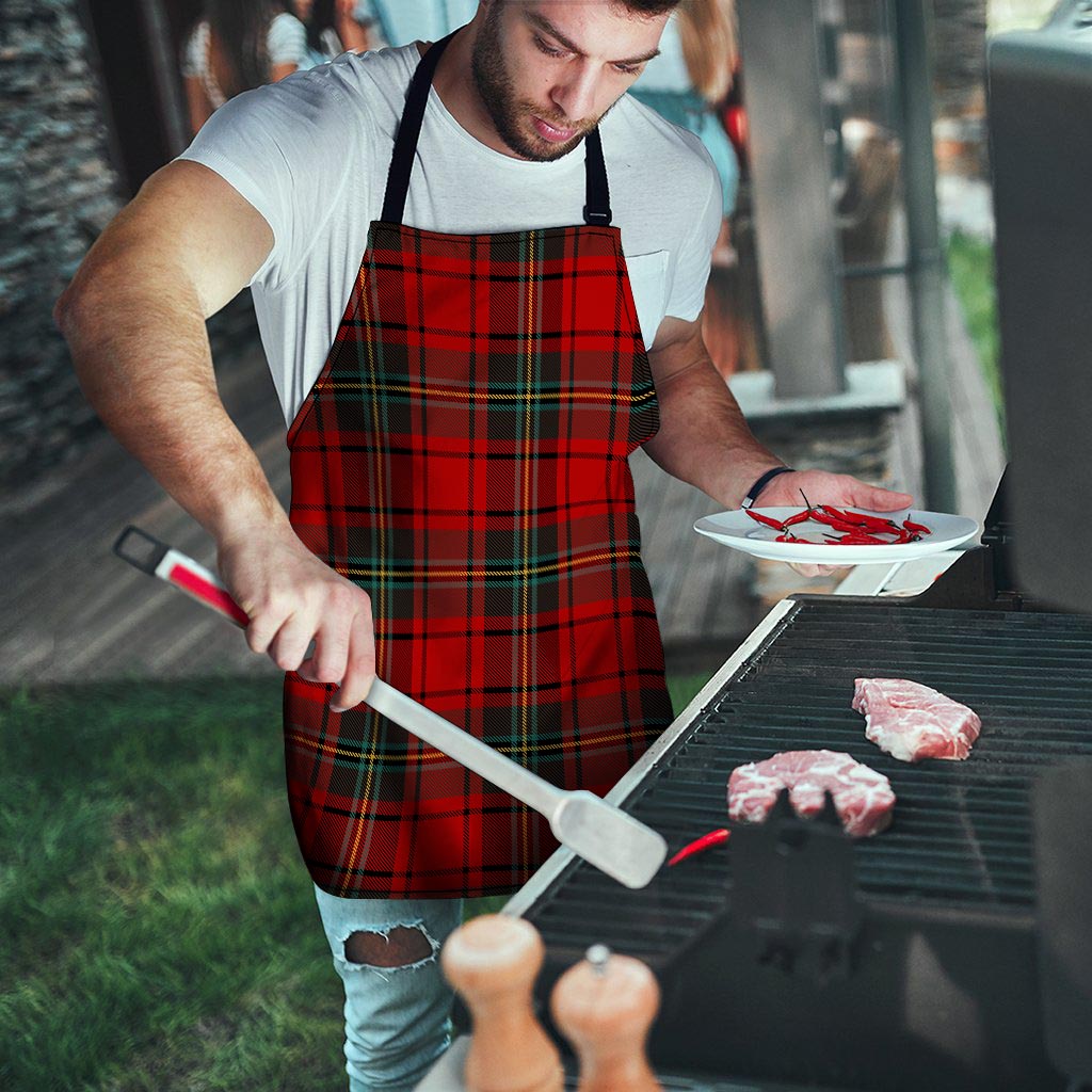 Red Plaid Tartan Men's Apron-grizzshop