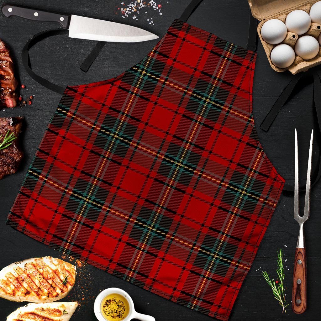 Red Plaid Tartan Men's Apron-grizzshop