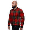 Red Plaid Tartan Men's Bomber Jacket-grizzshop