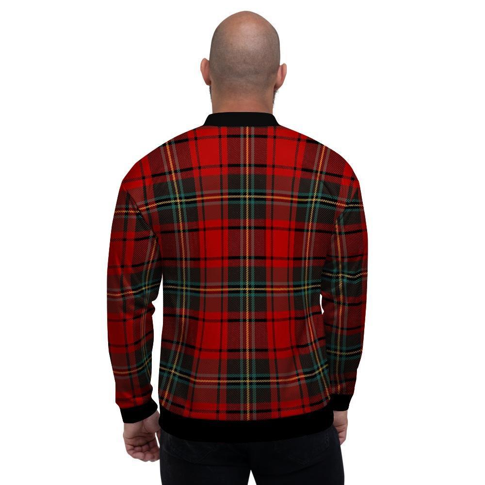 Red Plaid Tartan Men's Bomber Jacket-grizzshop