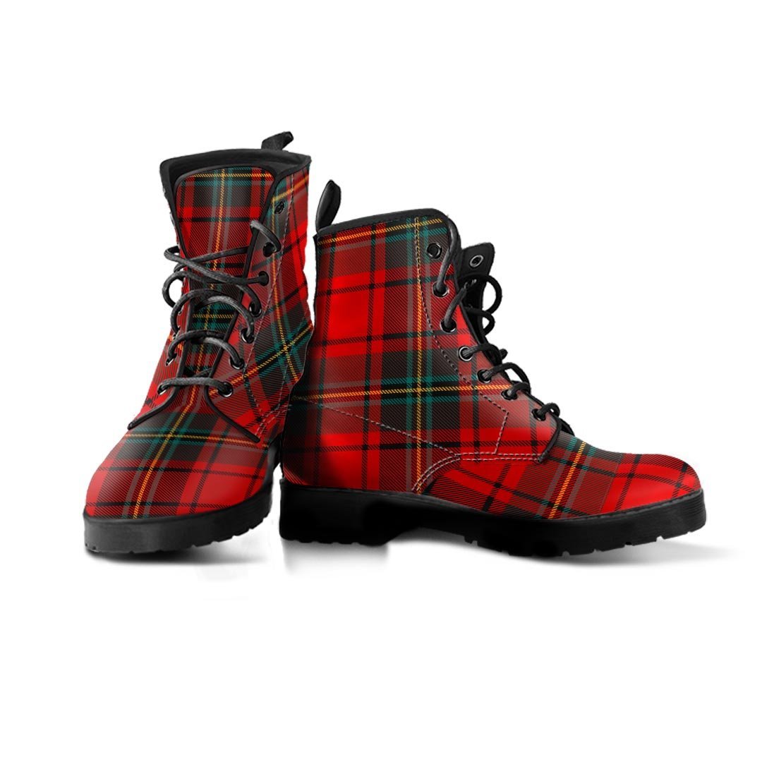 Red Plaid Tartan Men's Boots-grizzshop