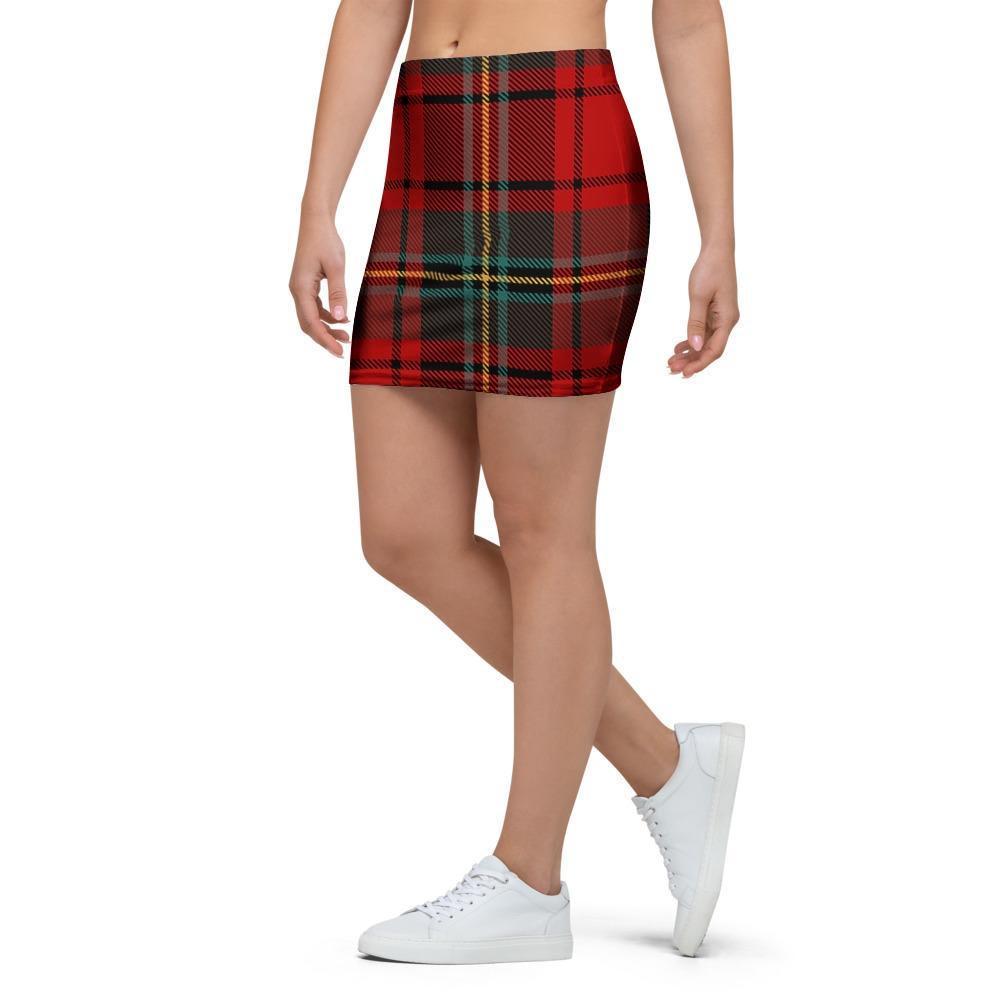 Red Plaid Tartan Mini Skirt-grizzshop