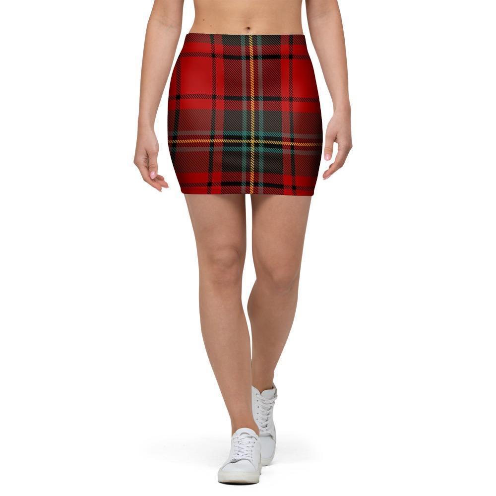 Red Plaid Tartan Mini Skirt-grizzshop