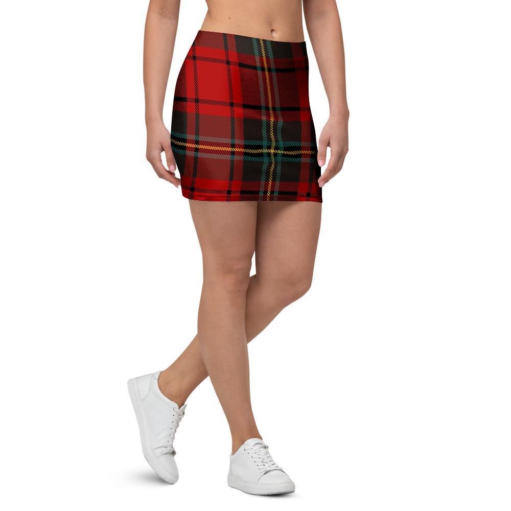 Red Plaid Tartan Mini Skirt-grizzshop