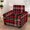 Red Plaid Tartan Print Armchair Cover-grizzshop