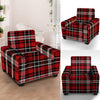 Red Plaid Tartan Print Armchair Cover-grizzshop