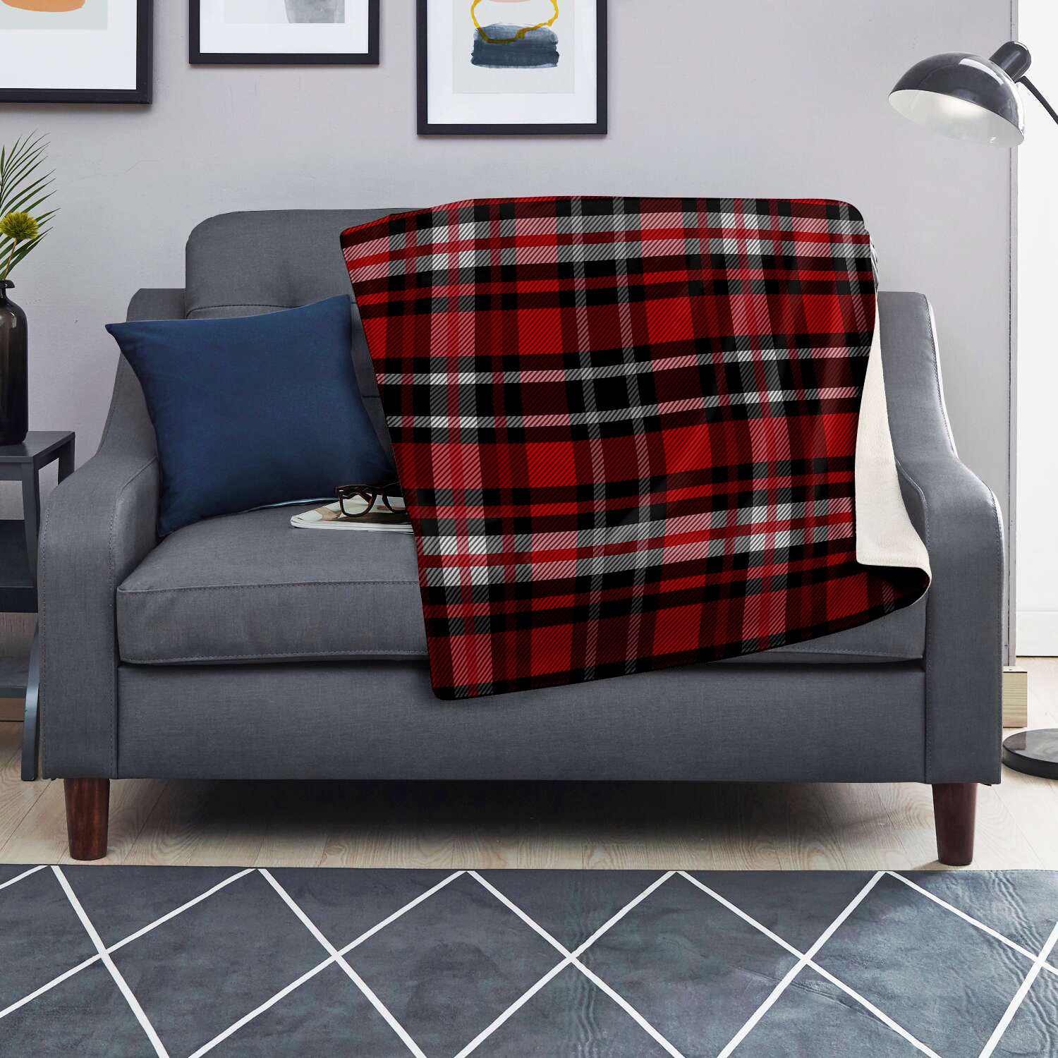 Red Plaid Tartan Print Blanket-grizzshop