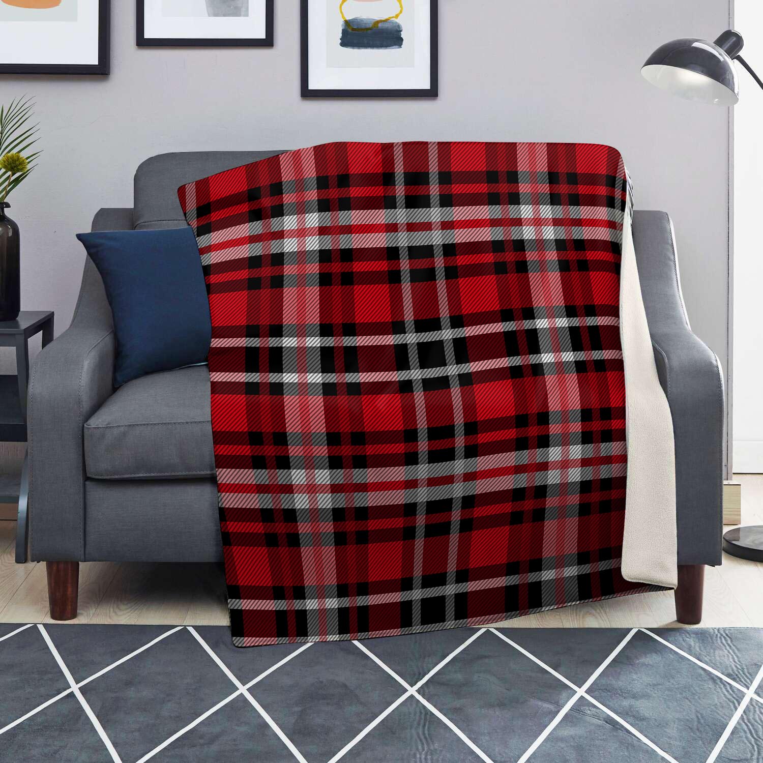 Red Plaid Tartan Print Blanket-grizzshop