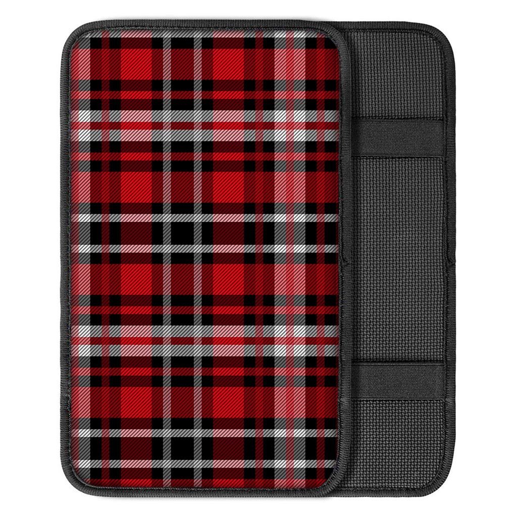 Red Plaid Tartan Print Car Console Cover-grizzshop