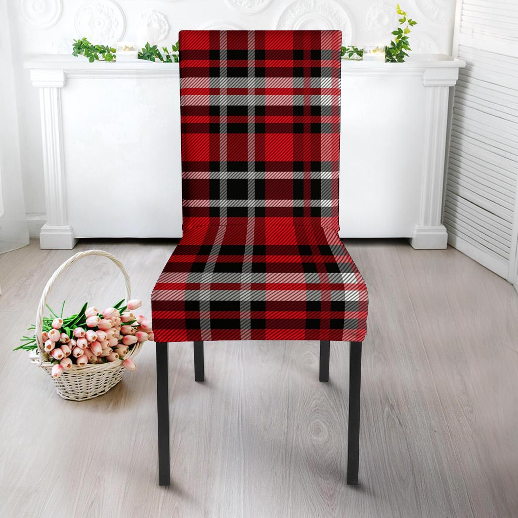 Red Plaid Tartan Print Chair Cover-grizzshop