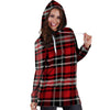 Red Plaid Tartan Print Hoodie Dress-grizzshop