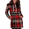 Red Plaid Tartan Print Hoodie Dress-grizzshop