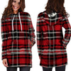 Red Plaid Tartan Print Hoodie Dress-grizzshop