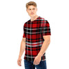 Red Plaid Tartan Print Men T Shirt-grizzshop