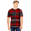 Red Plaid Tartan Print Men T Shirt-grizzshop