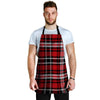 Red Plaid Tartan Print Men's Apron-grizzshop