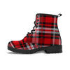 Red Plaid Tartan Print Men's Boots-grizzshop