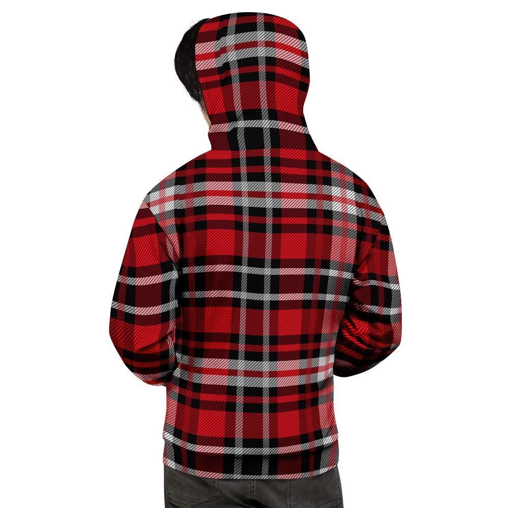 Red Plaid Tartan Print Men's Hoodie-grizzshop