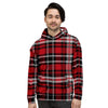 Red Plaid Tartan Print Men's Hoodie-grizzshop