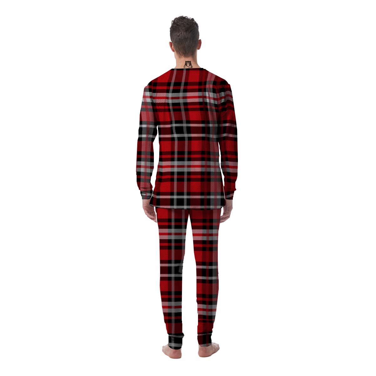 Red Plaid Tartan Print Men's Pajamas-grizzshop