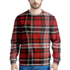 Red Plaid Tartan Print Men's Sweatshirt-grizzshop