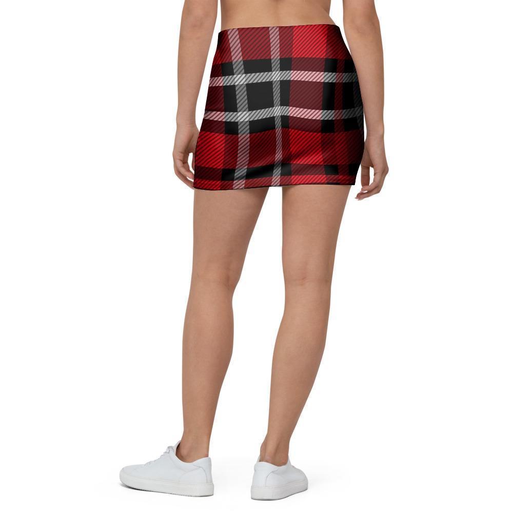 Red Plaid Tartan Print Mini Skirt-grizzshop