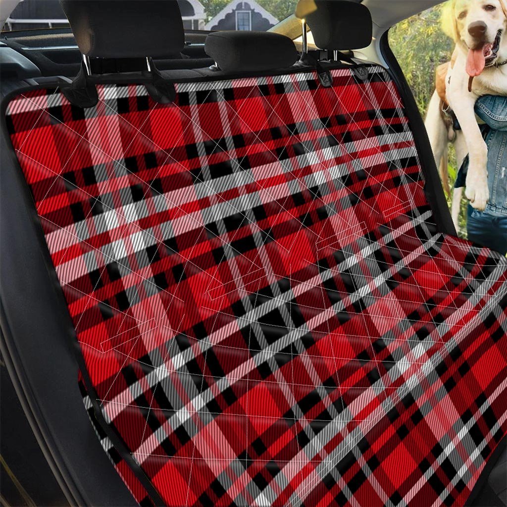 Red Plaid Tartan Print Pet Car Seat Cover-grizzshop