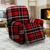 Red Plaid Tartan Print Recliner Cover-grizzshop