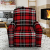 Red Plaid Tartan Print Recliner Cover-grizzshop