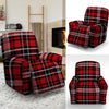 Red Plaid Tartan Print Recliner Cover-grizzshop