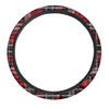 Red Plaid Tartan Print Steering Wheel Cover-grizzshop