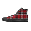 Red Plaid Tartan Print Women's High Top Shoes-grizzshop