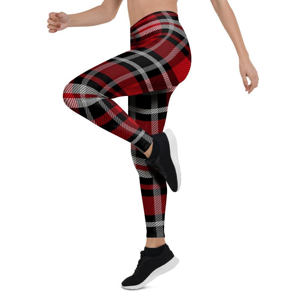 Red Plaid Tartan Print Women's Leggings-grizzshop