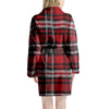 Red Plaid Tartan Print Women's Robe-grizzshop