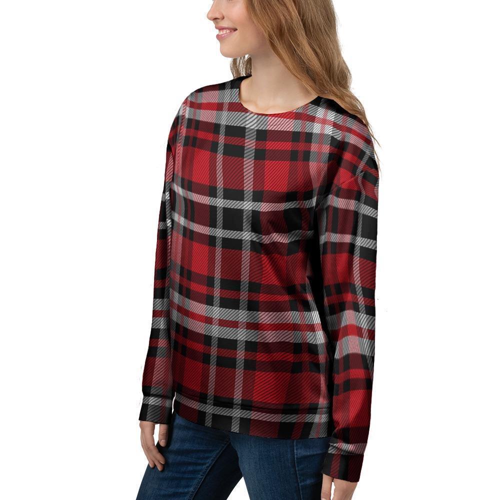 Red Plaid Tartan Print Women's Sweatshirt-grizzshop