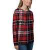 Red Plaid Tartan Print Women's Sweatshirt-grizzshop