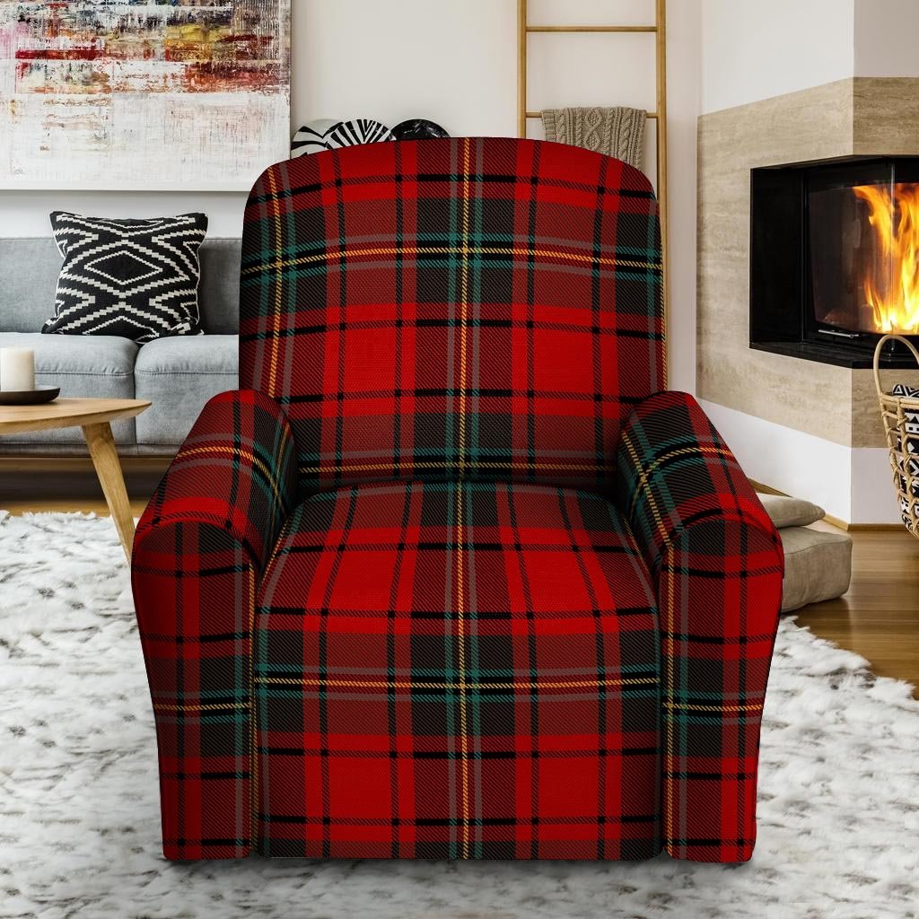 Red Plaid Tartan Recliner Cover-grizzshop