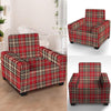 Red Plaid Tartan Scottish Armchair Cover-grizzshop