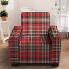 Red Plaid Tartan Scottish Armchair Cover-grizzshop