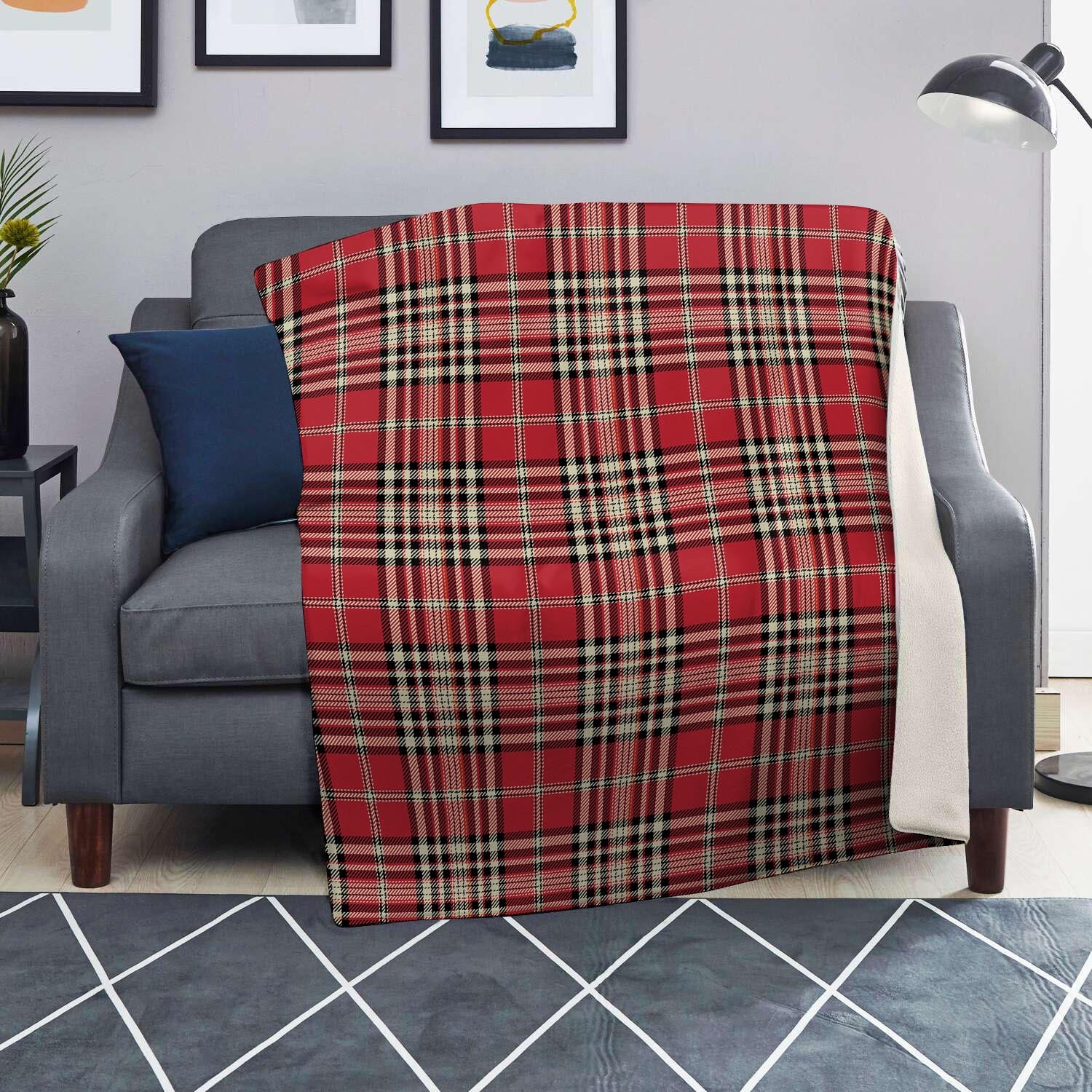 Red Plaid Tartan Scottish Blanket-grizzshop