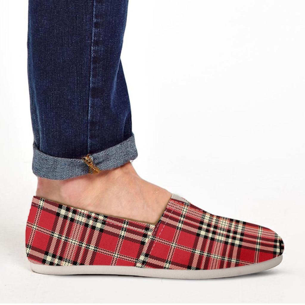 Red Plaid Tartan Scottish Canvas Shoes-grizzshop