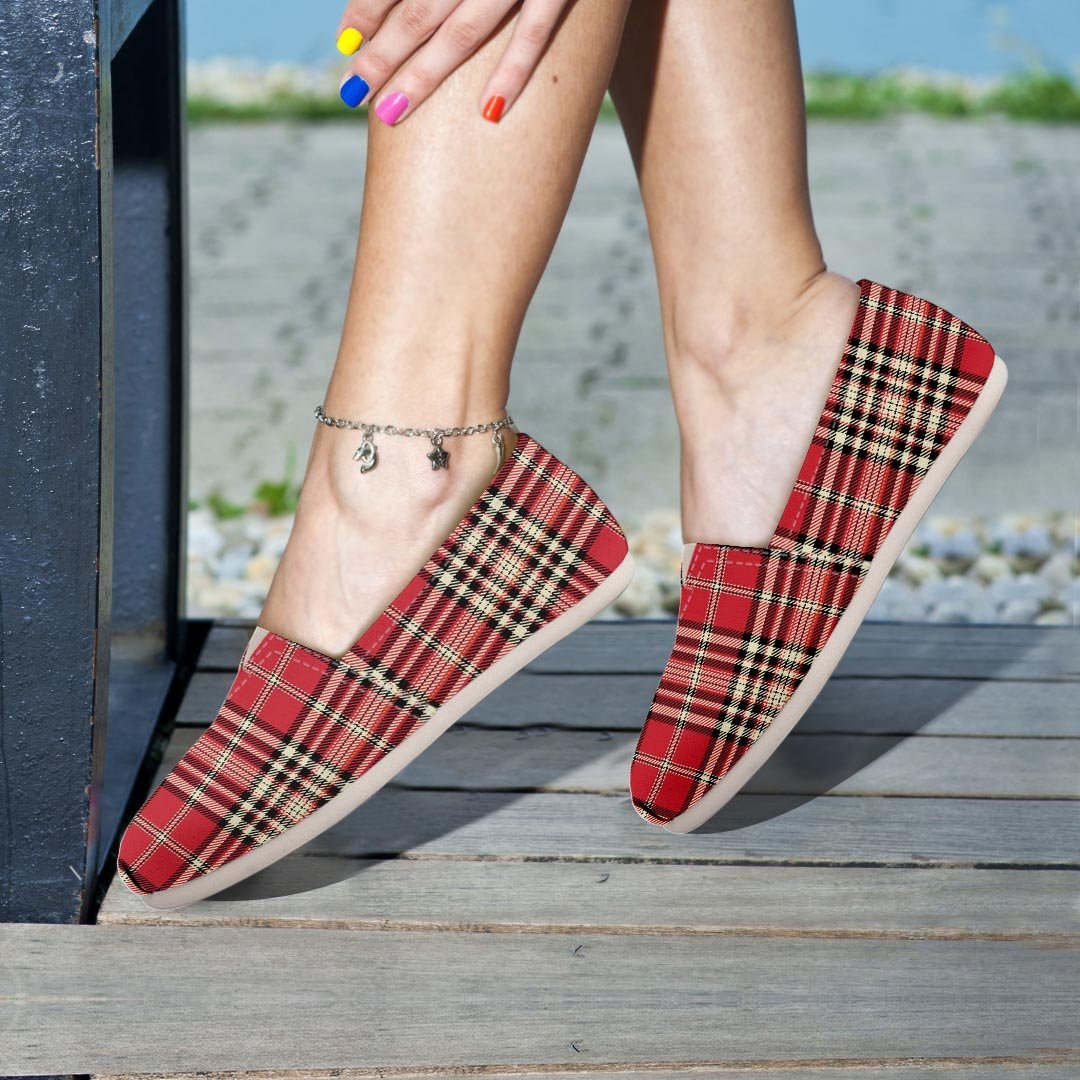 Red Plaid Tartan Scottish Canvas Shoes-grizzshop