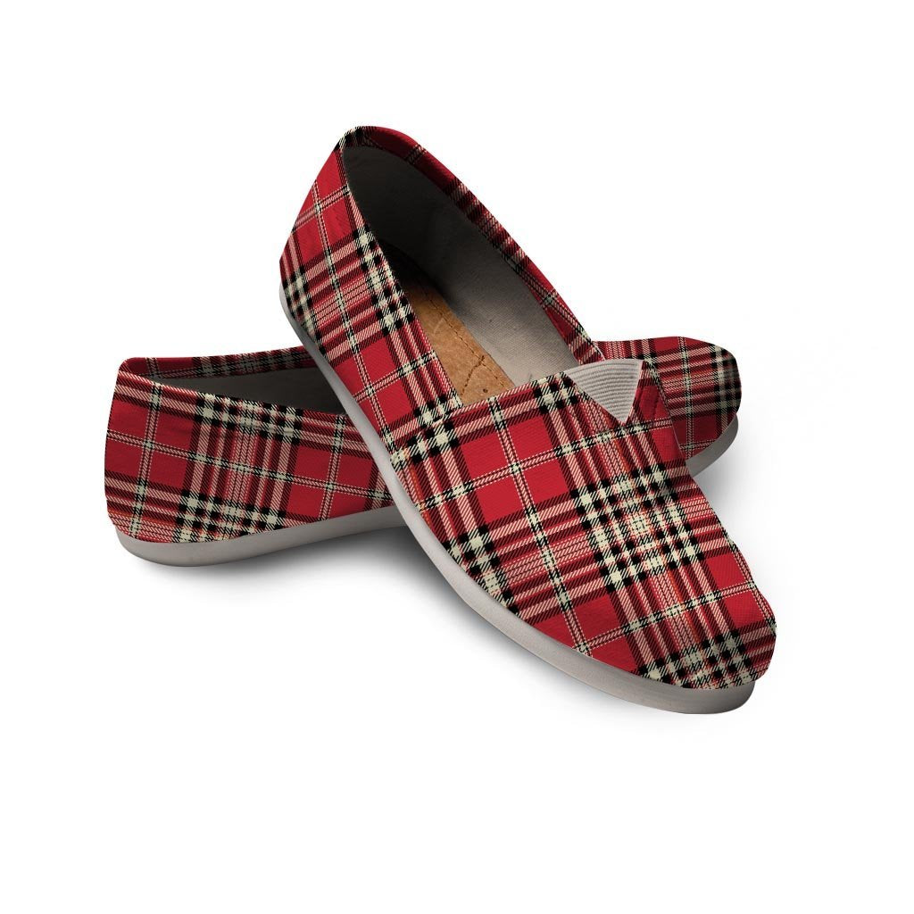 Red Plaid Tartan Scottish Canvas Shoes-grizzshop